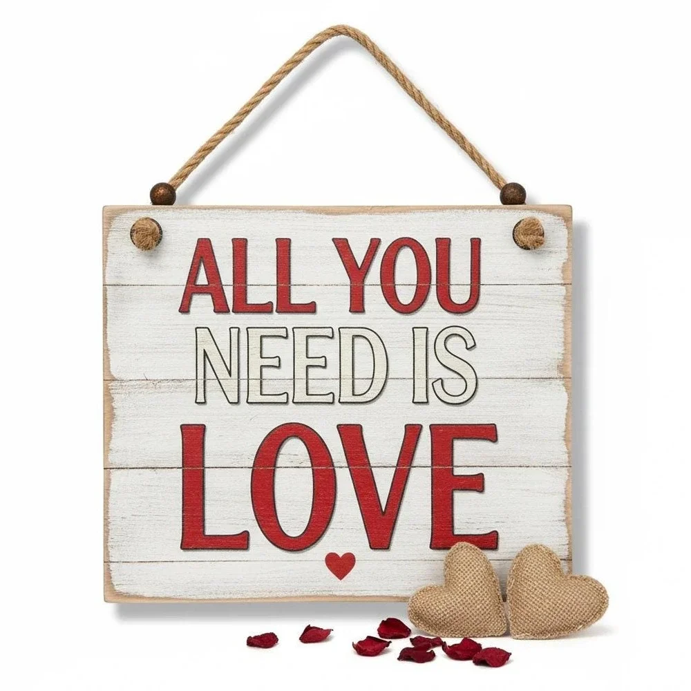 Love Quote Wooden Sign - Rustic Farmhouse Valentine's Decor